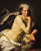 Johann Zoffany Self portrait as David with the head of Goliath, oil painting reproduction